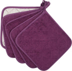 100% Cotton Kitchen Everyday Basic Terry Pot Holder Heat Resistant Coaster Potholder for Cooking and Baking Set of 5 Grape