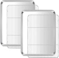 E-far Large Baking Sheet with Wire Rack (2 Pans + 2 Racks), 20 x 14 Inch Stainless Steel Cookie Pans Tray & Cooling Rack for Baking, Non Toxic & Heavy Duty & Rust Free, Oven & Dishwasher Safe