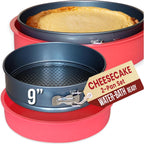 Springform Pan 9 Inch NONSTICK - 9 Springform Cheesecake Pan with LEAKPROOF SILICONE PANprotector - Spring Form Pans 9 Inch - Cheese Cake Pans for Baking in WATER BATH NO FOIL WRAP