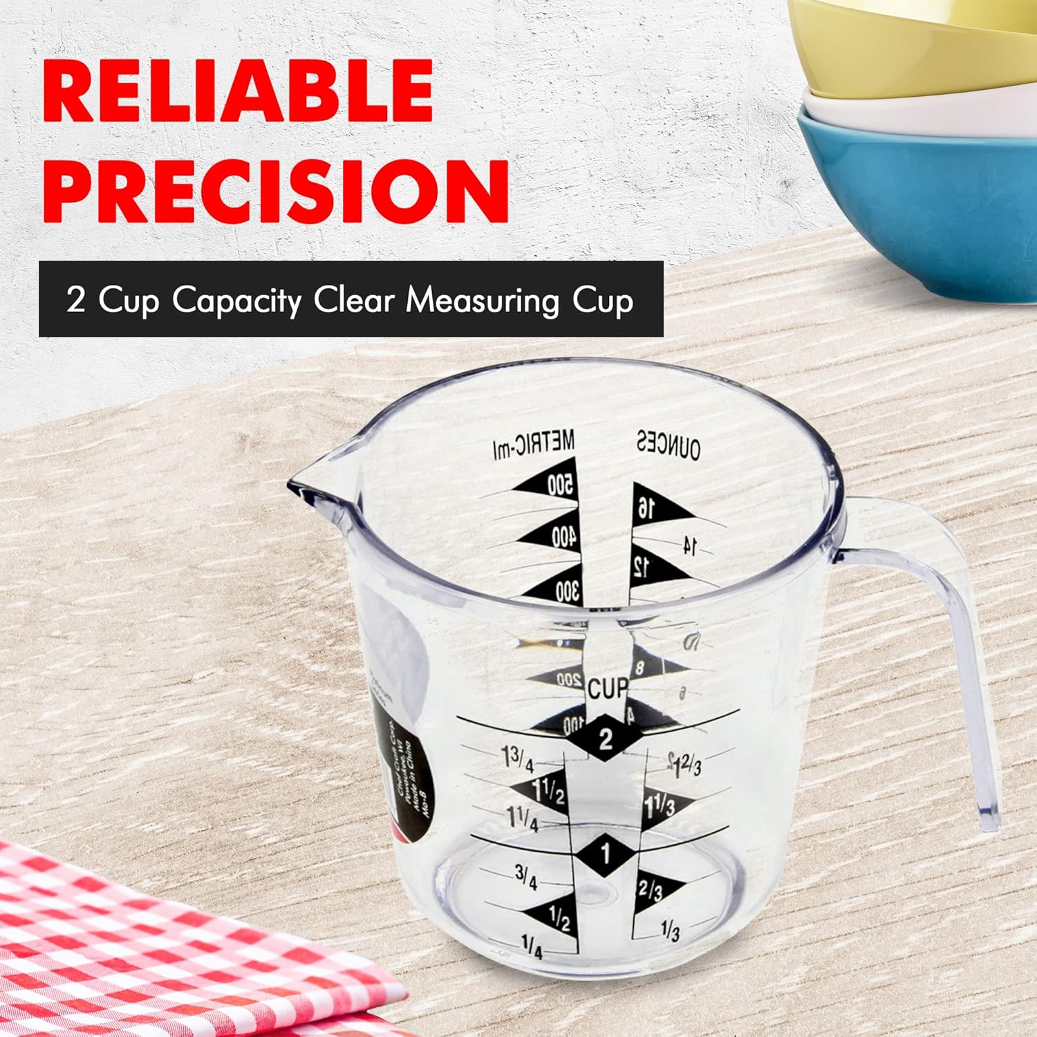 Chef Craft Select Plastic Measuring Cup, 2 Cup, Clear