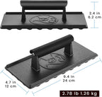 3lb Cast Iron Grill Press, Heavy Duty Smash Burger Press for Griddle Heat Resistant Handle, Burger Smasher, Hamburger Press, Grill Press for Griddle, Bacon Press Meat Press, BBQ Grill Accessories