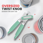 Zulay Kitchen Heavy Duty Stainless Steel Can Opener – Manual Can & Bottle Opener with Sharp Cutting Wheel & Soft Grip Handles – Ergonomic, Easy to Use Turn Knob - Mint
