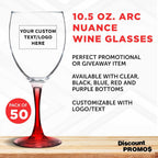 Custom Nuance Wine Glasses by ARC 10.5 oz. Set of 50, Personalized Bulk Pack - Restaurant Glassware, Perfect for Red Wine, White Wine, Cocktails - Red