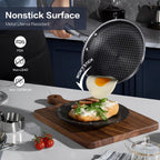 Non Stick Frying Pan Set, 8, 10 and 12-Inch Hybrid Non Toxic Fry Skillet with Lids, Dishwasher and Oven Safe, Induction Ready, Silver Kitchen Cookware set (7-Piece Pan Set)