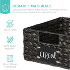 Best Choice Products Set of 4 9x12in Water Hyacinth Pantry Baskets, Woven Organizers w/Chalkboard Label, Chalk Marker - Black
