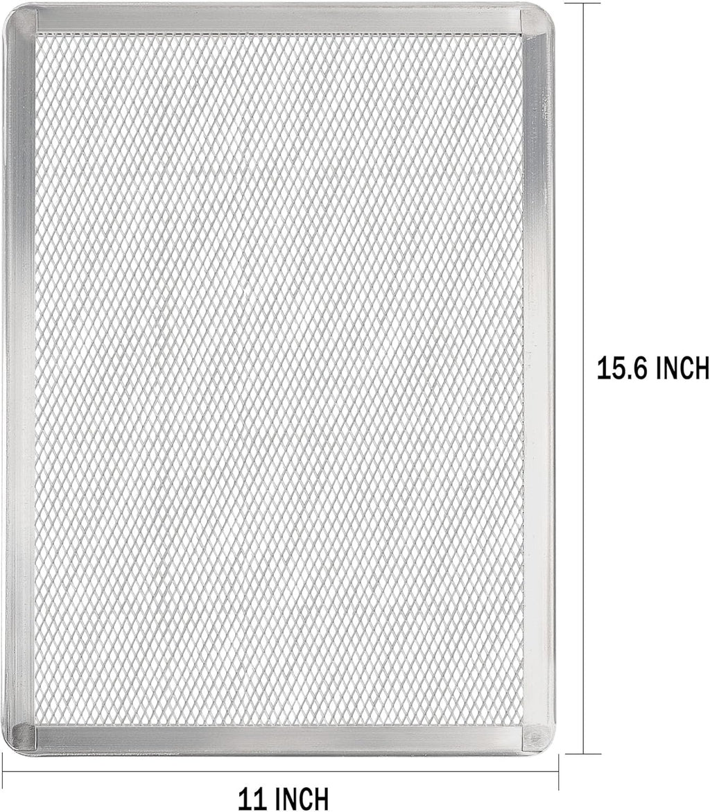 Pizza Screen 11 x 16 Inch 2 Pack Rectangular Aluminum Pizza Pan Restaurant-Grade Flatbread Screen Pizza Crisper Pan,Oven-Safe