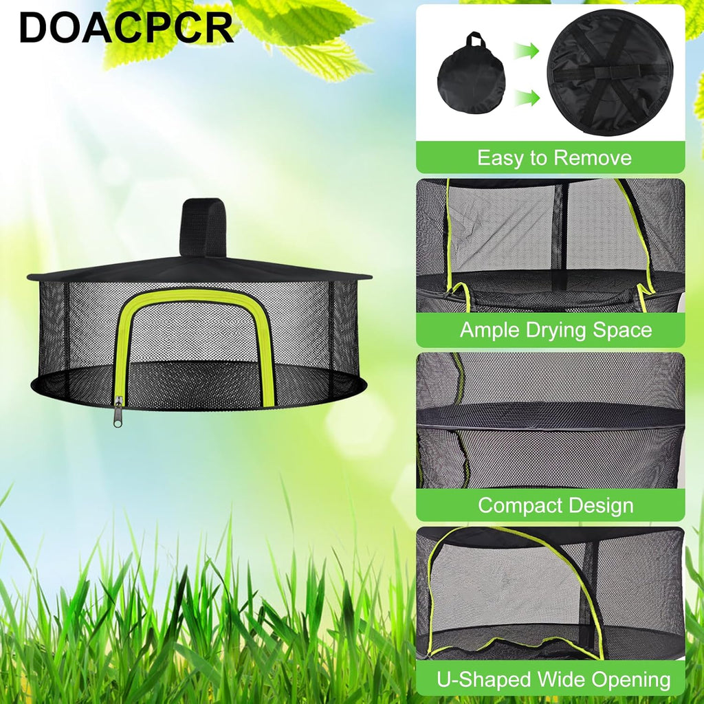 1 Layer Herb Drying Rack, Herb Drying Rack Hanging Mesh, Foldable Bud Drying Net with U-Shaped Zipper, Hooks, for Drying Herbs Plants, Flowers, Fruits, Food, Camping (1 Layer-23.62'')