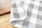 PurpleEssences Waffle Weave Plaid Dish Cloths, 100% Cotton - 12 x 12 Inches, Ultra Soft Absorbent Quick Drying Dish Towels Buffalo Check Dish Rags for Kitchen, 8 Pack - Spring Summer - Grey & White
