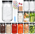 QAPPDA Wide Mouth Mason Jars 32 oz 12 Pack, Large Glass Jars Canning Jar with Lids for Pickling, Storage Food, Meal Prep, Jams, and Spices
