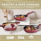 Moss & Stone 4 Piece Nonstick Cookware Set, Small Pots And Pans Set Non stick With Glass Lid, Induction Cookware, Stay Cool Handle, PTFE/PFOA, Kitchen Cookware 4-Piece with Frying Pans Set & Saucepan