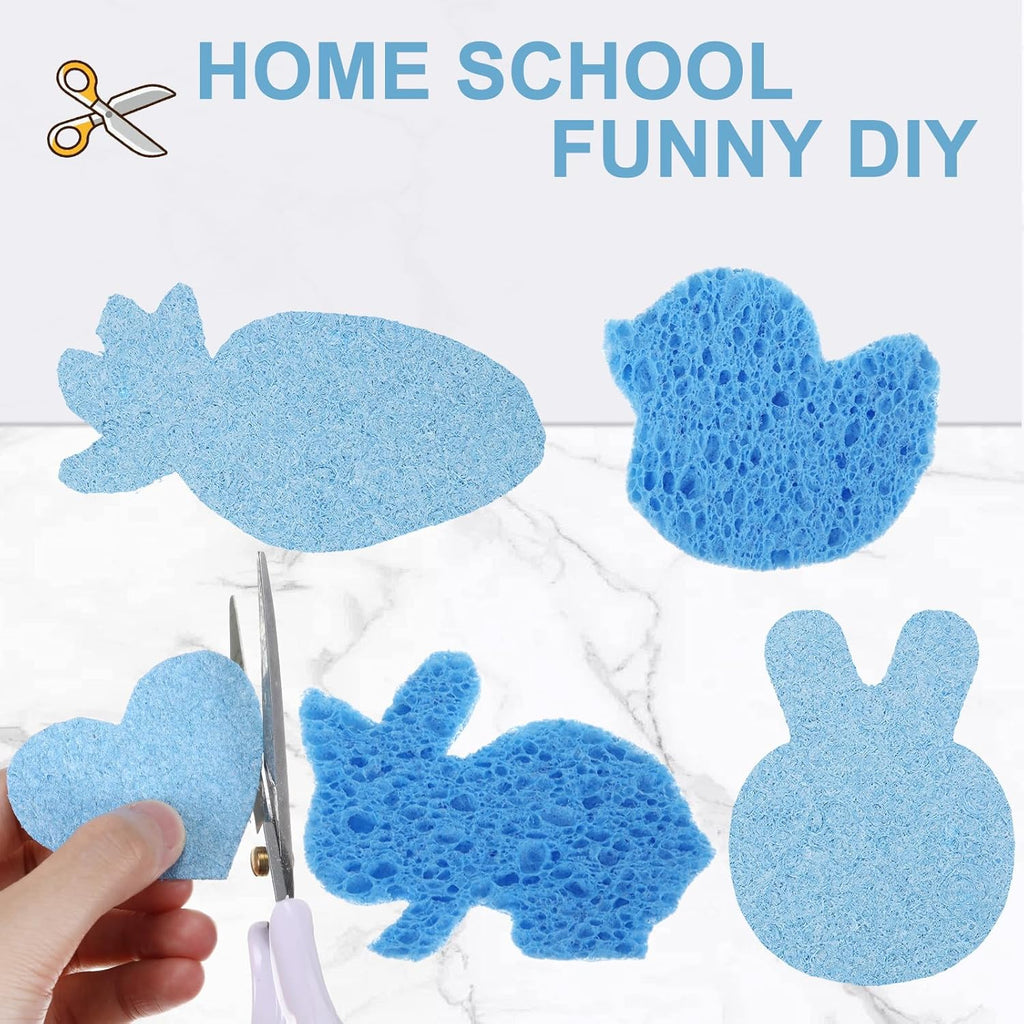 Zhengmy 100 Pieces Kitchen Sponge Bulk Natural Sponges for Dishes Compressed Wood Pulp Sponges Cleaning Sponge Without Scratching for Kitchen Bathroom, 3.9 x 2.4 x 0.12 Inch (Blue)