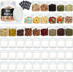 48pcs 8 oz Plastic Containers with Lids Labels Leak Proof BPA Free Airtight Refillable Clear Small Containers Storage Jars for Storing Dry Food Slime Honey Jam,white