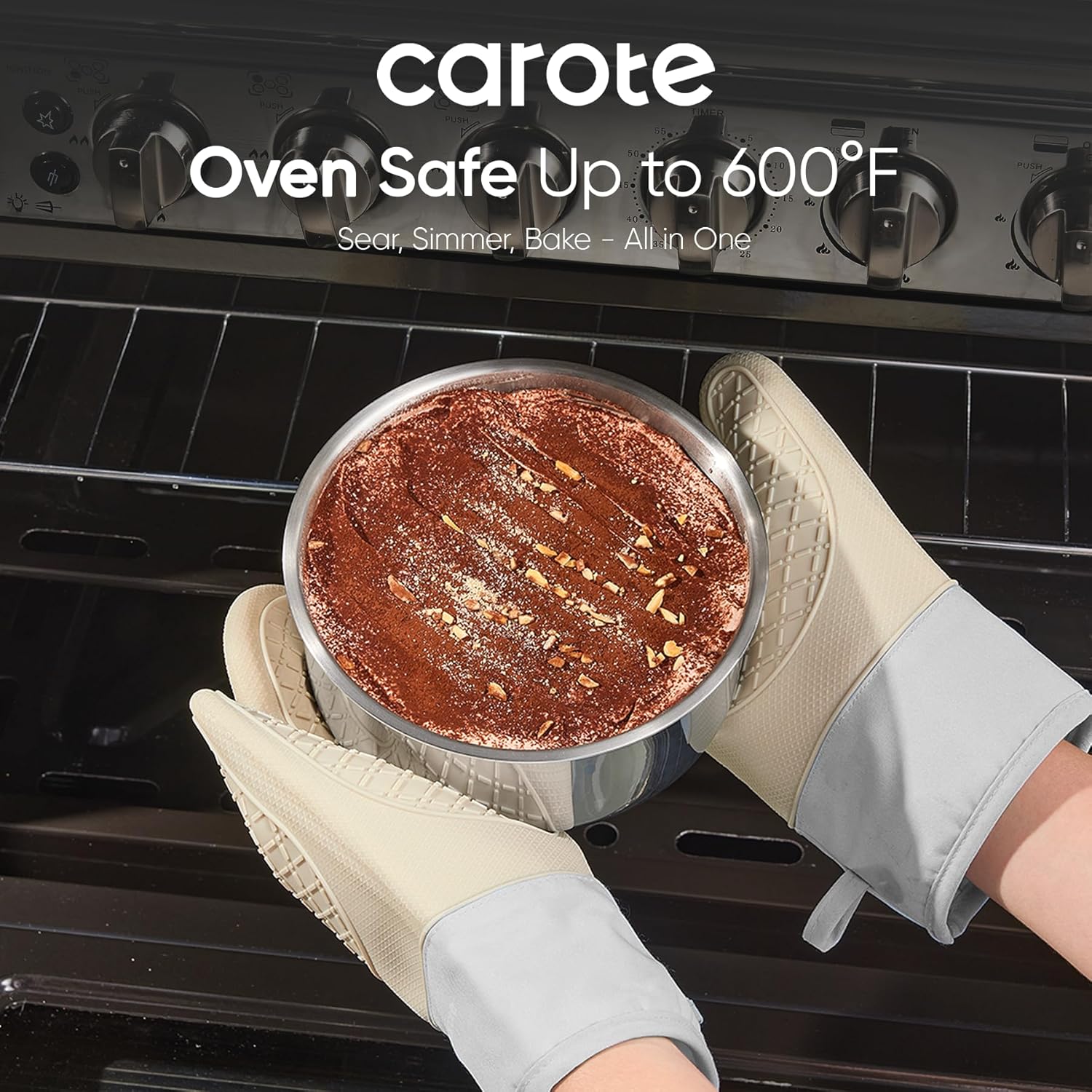CAROTE Stainless Steel Sauce Pan with Detachable Handle, 1.5QT&2QT&3QT 8pcs Saucepan with Lid, Stainless Steel Pot, Nonstick Induction Kitchen Cookware, Removable Handle, Oven Safe, Woodgrain