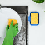 Zulay Kitchen Small Silicone Sponge Holder (4.9x3.3”) – Space-Saving Sink Organizer Tray for Sponge, Soap, Brush & More – Compact Non-Slip Dish for Kitchen & Bathroom (Provence Blue)