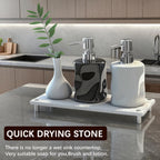 Quick Dry Sink Caddy Kitchen Sink Organizer, Water Absorbing Stone Tray for Sink, Stone Drying Tray, Diatomite Faucet Mat & Protector, Dispenser Sponge Holder, Stone Soap Tray for Bathroom Counter