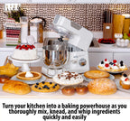 Deco Chef 5.5 QT Kitchen Stand Mixer, 550W 8-Speed Motor with Pulse Functionality, includes Dough Hook, Flat Beater, Wire Whip, Stainless Steel Mixing Bowl, and Transparent Splash Guard