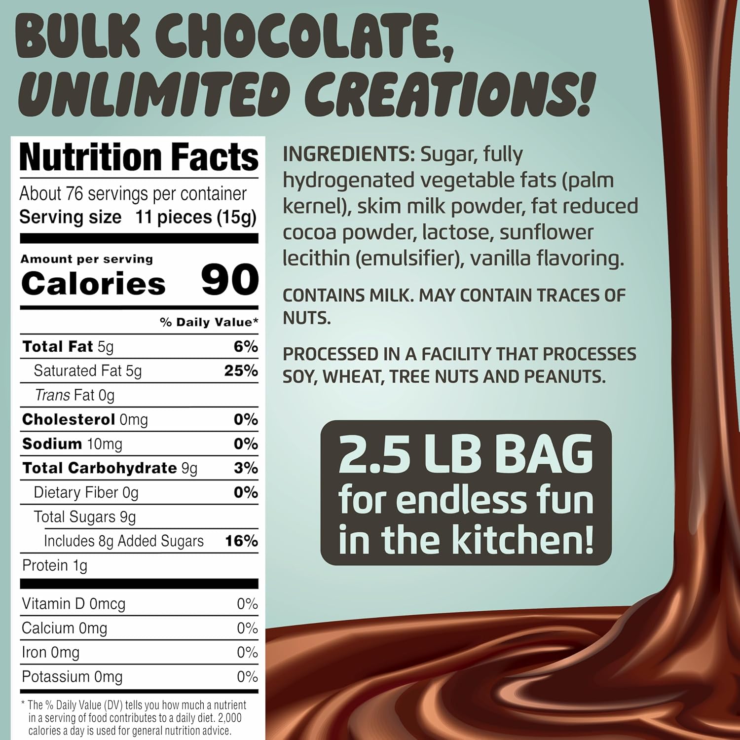 Chocolate Works Milk Chocolate Melting Chocolate Wafers, 2.5lb (Pack of 1)
