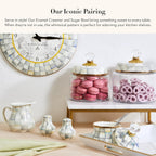 MACKENZIE-CHILDS Enamel Creamer and Sugar-Bowl Set, Cream Dispenser and Sugar Holder, Unique Kitchen Decor, Gray-and-White Sterling Check