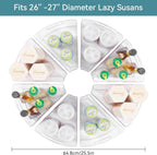 Oubonun Lazy Susan Organizers Set of 8, 10.2”x 9.4”x 4” Plastic Transparent Kitchen Cabinet Storage Bins with Handle, 4" Deep Container, 1/8 Wedge - Food Safe, without BPA