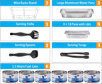 Disposable Chafing Dish Buffet Set, Food Warmers for Parties, Complete 33 Pcs of Chafing Servers with Covers, Catering Supplies with Full-Size Pans (9x13), Warming Trays for Food with Utensils & Lids
