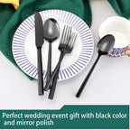 Hand Forged Stainless Steel Flatware Set Silverware Set Cutlery Set Hexagon Handle Black Mirror Finished 20 Pieces Service for 4