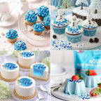 Blue White Pearl Sugar Sprinkles 2mm 130g/4.6 Oz Blue Sprinkles for Cake Decorating White Candy Pearls Baking Decorations Edible Sugar Pearls Sprinkle for Ice Cream Toppings Wedding Chirstmas