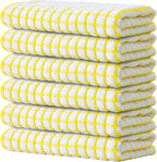 Kitinjoy Cotton 6 Pack Terry Kitchen Towels, 16 x 25 Inches Super Soft and Absorbent Dish Towels, Quick Drying Hand Towels for Kitchen Drying, Yellow