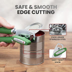 Zulay Kitchen Heavy Duty Stainless Steel Can Opener Manual with Bottle Opener - Rust Proof Manual Can Opener With Turn Knob & Comfy Soft Grip Handles - Artichoke Green