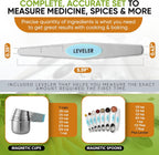 Spring Chef Magnetic Measuring Cups & Spoons Set (Patent Pending), Strong Magnets, Heavy Duty Stainless Steel Fits in Spice Jars for Baking & Cooking, BPA Free, Round Set of 15 with Leveler, Aqua Sky