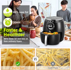 Air Fryer 5.8QT/5.5L, Uten 1700W AirFryer High-Power Electric Hot Temperature Control & Timer Knob, Non Stick Fry Basket, Dishwasher Safe, Apply to Party, Afternoon Tea, Black