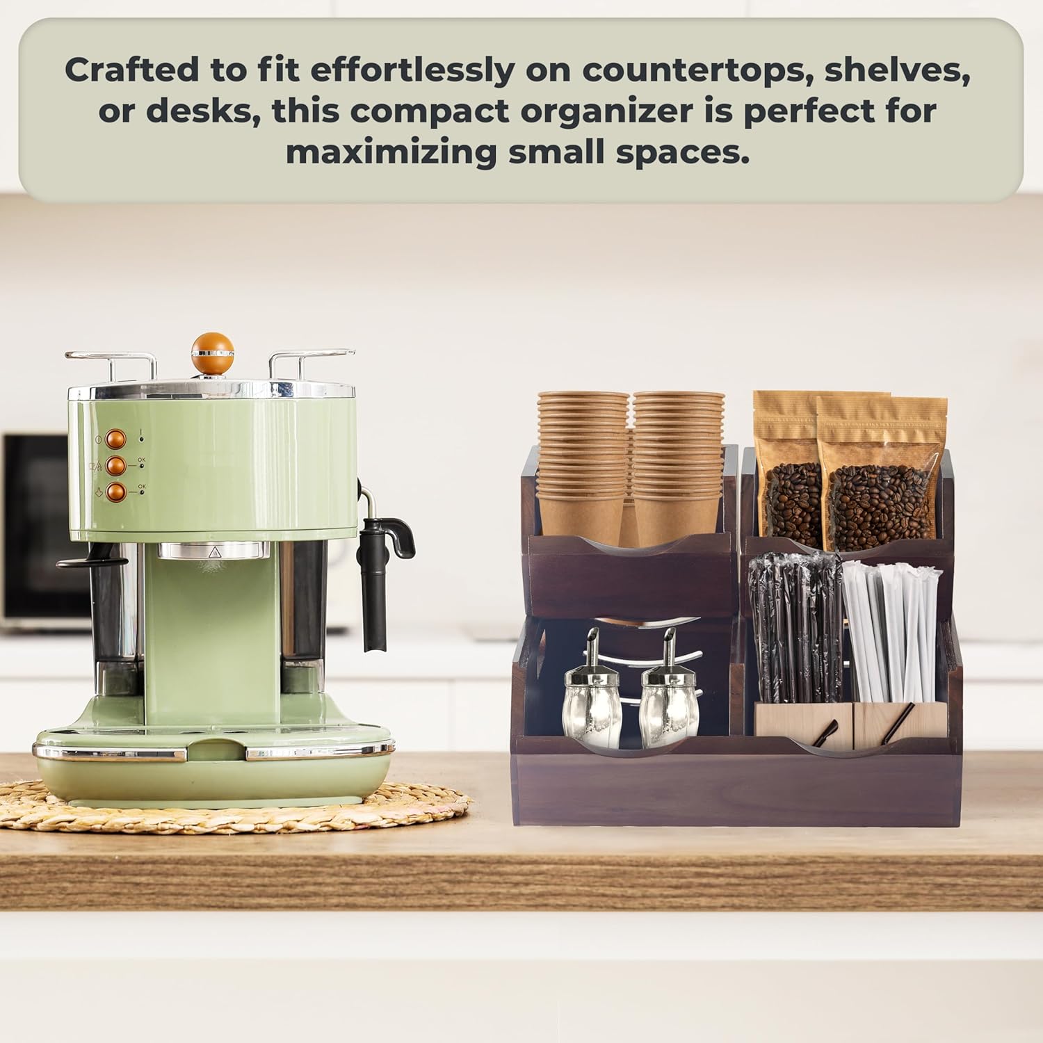 Acacia Wood Pantry Storage Bins - Stackable Open Front Kitchen Baskets with Airflow Vent for Potato, Onion, Fruit, Vegetable, and Bread Storage, Wood Organizer for Pantry and Countertop