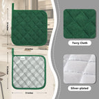 Joyhalo 6 Pack Pot Holders for Kitchen,Cotton Oven Holder with Great Heat Resistance,Non Slip Hot Pads for Kitchen Clearance,Dark Green