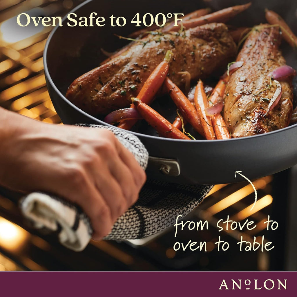 Anolon Advanced Home Hard Anodized Nonstick Frying Pan, 14.5 Inch – Large Skillet with Helper Handle, 14 Inch Nonstick Frying Pan, Durable Cookware - Moonstone