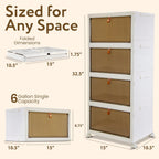 Quik Box Sport 4-Tier Stackable Storage Organizer - 24 Gallon Capacity Collapsible Bins with Magnetic Doors, Space-Saving Vertical Storage for Bedroom, Closet, Dorm Organization