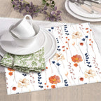 Watercolor Orange Floral Dish Drying Mat for Kitchen Counter Washable Absorbent Reversible Microfiber Orange Flower Decorative Drying Pad Kitchen Accessories 16"x18"