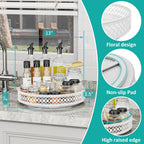 Ovicar Lazy Susan Turntable Organizer - 13 inch Rotating Spice Rack Metal Lazy Susan for Cabinet Pantry Kitchen Countertop Dining Table Cupboard Bathroom Vanity Refrigerator White