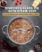 Cook N Home Sauce Pot Stainless Steel Stockpot with Glass Lid, Basic Saucier Casserole Pan Set, 6 Piece Set