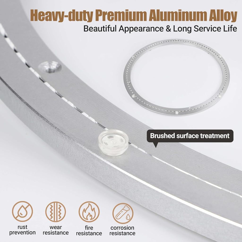 18 Inch Lazy Susan Heavy-Duty Aluminium Alloy Rotating Bearing Lazy Susan Hardware- Mute Bearing Turntable Ring Hardware for Dining and DIY Furniture (Capacity up to 550lb)