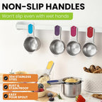 Spring Chef Magnetic Stainless Steel Measuring Cups, Patented, Kitchen Tools with Easy to Read Markings for Measuring Dry or Liquid Ingredients, Set of 7, Multicolor