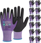 KAYGO Safety Work Gloves MicroFoam Nitrile Coated, 12 Pairs KG18NB,Seamless Knit Nylon Glove for Men and Women, Ideal for Automotive,Warehouse,Construction (M, Purple)