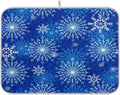 Blue Christmas Snowflakes Dish Drying Mat for Kitchen Counter Absorbent Microfiber Drying Pad, Large 18x24 in, Reversible Drainer Mats