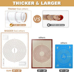 Large Silicone Pastry Mat Extra Thick Non Stick Baking Mat with Measurement Fondant Mat, Counter Mat, Dough Rolling Mat, Oven Liner, Pie Crust Mat (L-16''(W)24''(L), Gold)