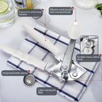 Commercial Can Opener, UHIYEE Hand Crank Can Opener Manual Heavy Duty with Comfortable Extra-long Handles, Oversized Knob, Large Handheld Can Open Easy for Big Cans, White