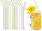 12 Pcs Reusable Glass Straws 8"x 8 mm Bent Glass Drinking Straws with Cleaning Brush for Tea, Smoothies, Milkshakes, Juices,Beverages.(yellow)