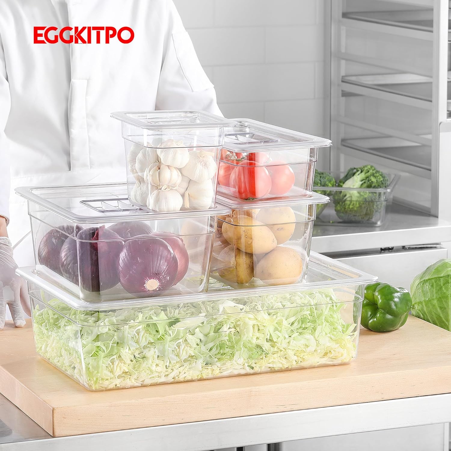 6 Pack 1/1 Size Lids Universal Full Size BPA-Free Polycarbonate Clear Food Pan Lids Dishwasher Safety Food Storagge Container Cover with Handle for Food Prep Table Hotel