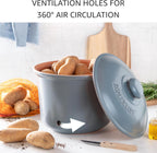 Romertopf Freshness Storage Potato Onion Garlic Clay Pot Set of 3 with Lids - Blue-gray