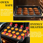 E-far Cookie Baking Sheet Set of 3, Nonstick Metal Sheets Pans Jellyroll Trays for Oven, Large/Medium/Small (16/12.4/10.4”) No-toxic Rectangle Bakeware for Baking Cake Bread, Easy Clean