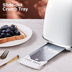 2 Slice Toaster Retro Stainless Steel with Bagel, Cancel, and Defrost Functions, 6 Bread Shade Settings, Extra Wide Slots and Removable Crumb Tray, White