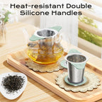 Tea Infuser for Loose Leaf Tea,18/8 Stainless Steel Tea Infuser with Heat Proof Silicone Handles,Extra Fine Mesh Tea Strainers Filter Fine Tea Leaves Effectively,Fits TeaPots/Mugs-4Pack