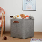 DULLEMELO Cube Storage Boxes,13 inch Fabric Baskets Closet Storage Bins for Home Organization and Storage,Stackale Gift Baskets Empty for Nursery Clothes Toys Kids Storage(Grey)
